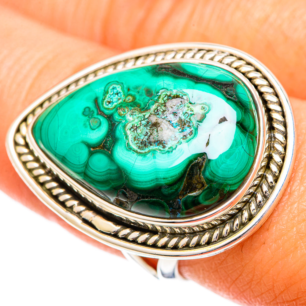 Malachite In Chrysocolla Rings handcrafted by Ana Silver Co - RING108836