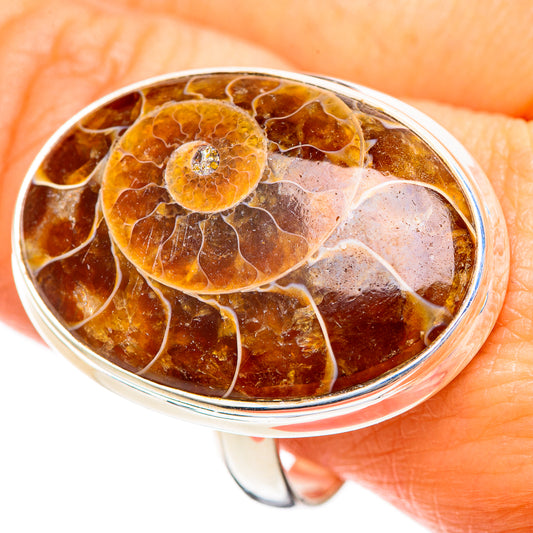 Ammonite Fossil Rings handcrafted by Ana Silver Co - RING108842
