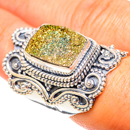 Spectro Pyrite Druzy Rings handcrafted by Ana Silver Co - RING108851