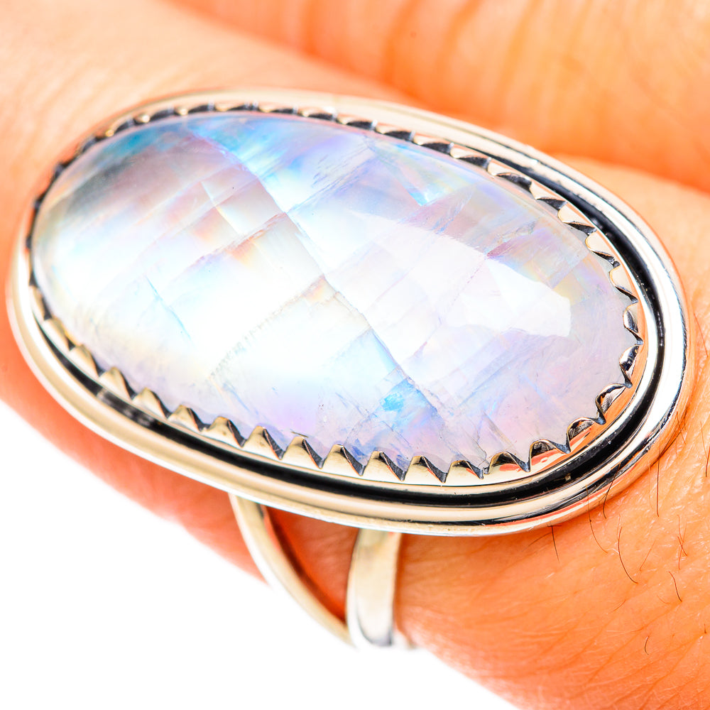 Rainbow Moonstone Rings handcrafted by Ana Silver Co - RING108854