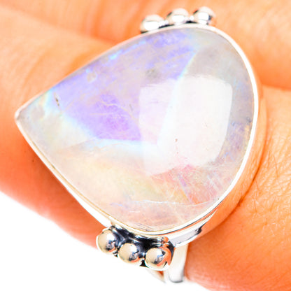 Rainbow Moonstone Rings handcrafted by Ana Silver Co - RING108855