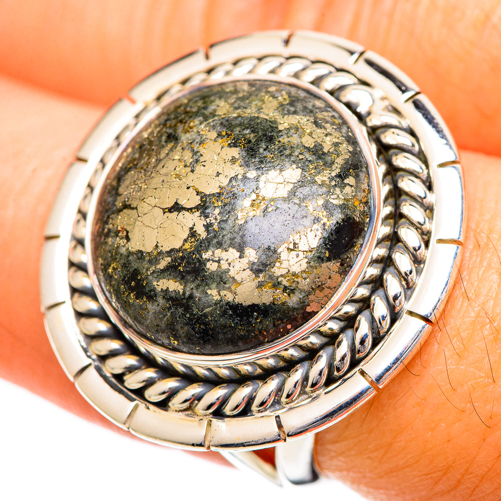 Pyrite Agate Rings handcrafted by Ana Silver Co - RING108887