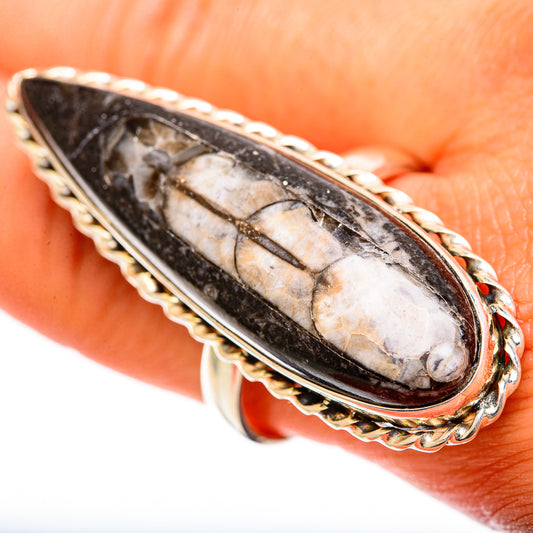 Orthoceras Fossil Rings handcrafted by Ana Silver Co - RING108889