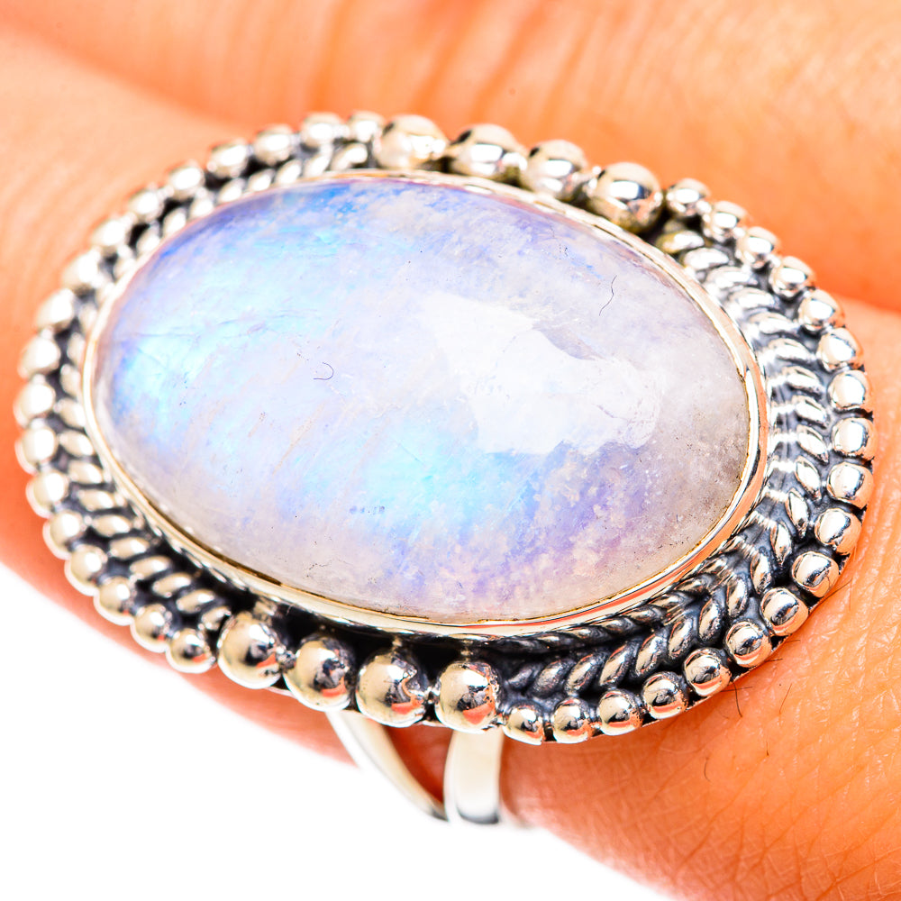 Rainbow Moonstone Rings handcrafted by Ana Silver Co - RING108890