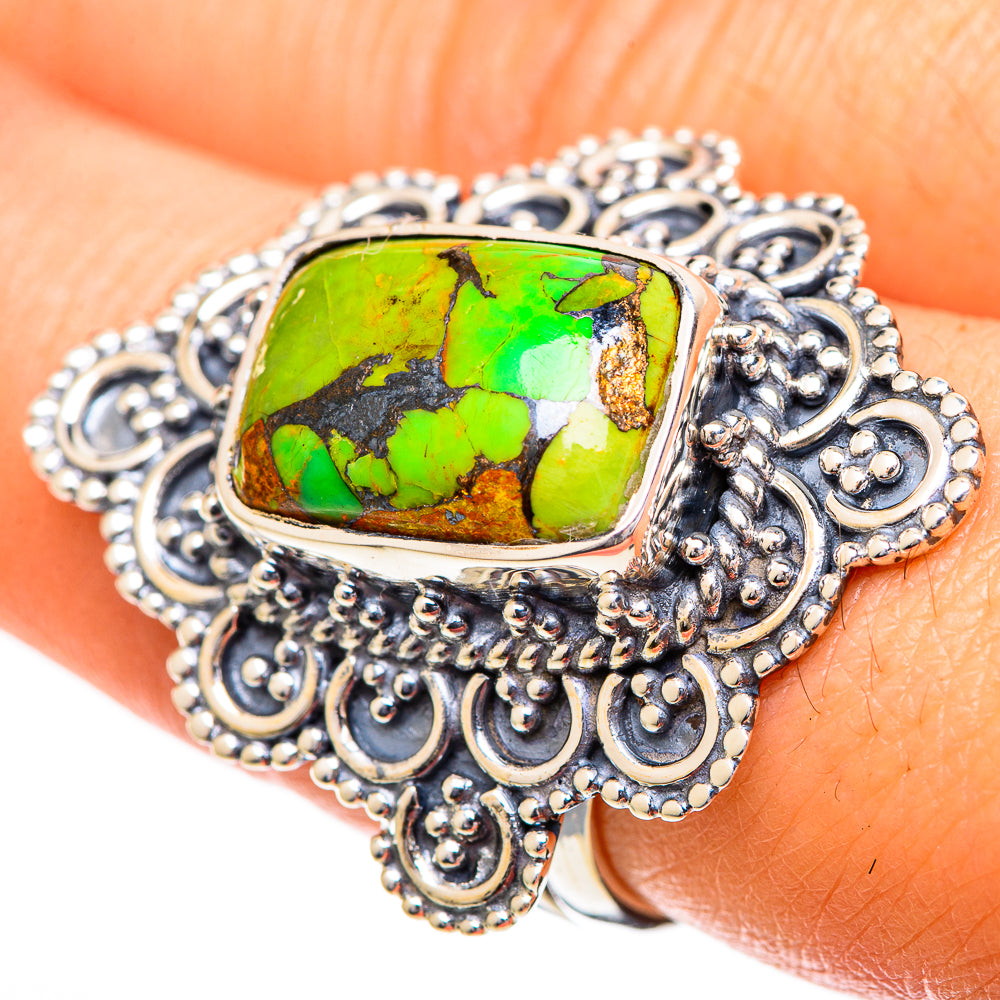 Green Copper Composite Turquoise Rings handcrafted by Ana Silver Co - RING108908