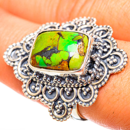 Green Copper Composite Turquoise Rings handcrafted by Ana Silver Co - RING108908