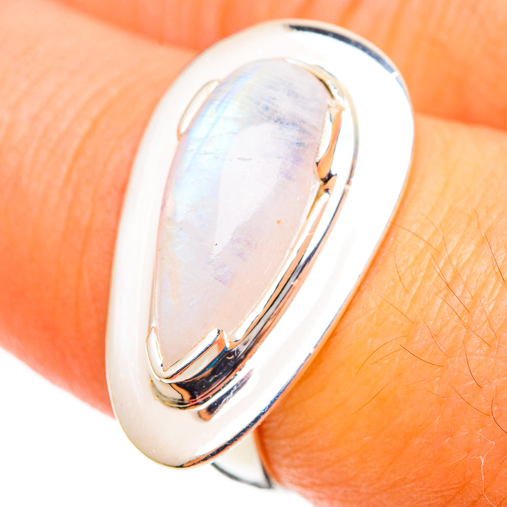 Rainbow Moonstone Rings handcrafted by Ana Silver Co - RING108950