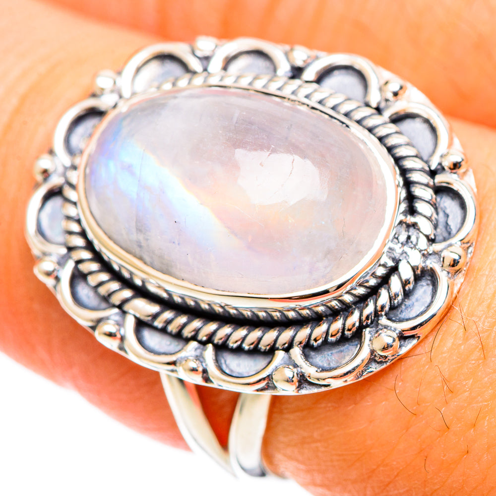 Rainbow Moonstone Rings handcrafted by Ana Silver Co - RING108951