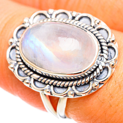 Rainbow Moonstone Rings handcrafted by Ana Silver Co - RING108951