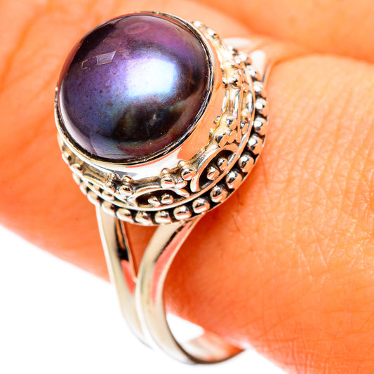 Titanium Pearl Rings handcrafted by Ana Silver Co - RING108975