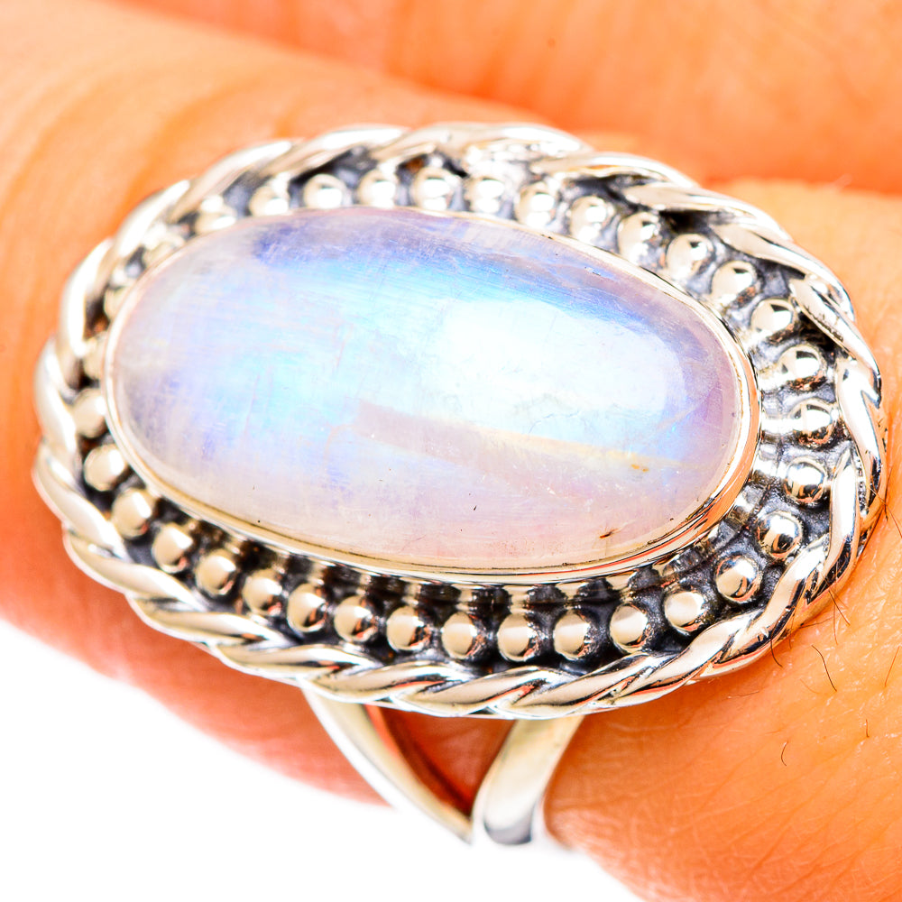 Rainbow Moonstone Rings handcrafted by Ana Silver Co - RING108980