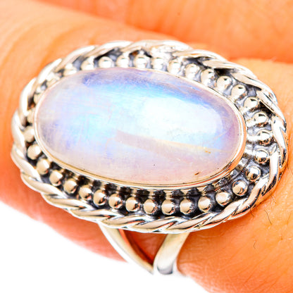 Rainbow Moonstone Rings handcrafted by Ana Silver Co - RING108980