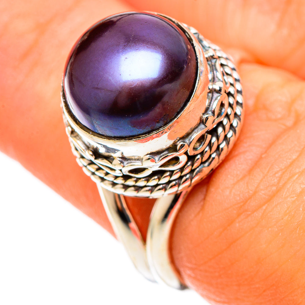 Titanium Pearl Rings handcrafted by Ana Silver Co - RING109006