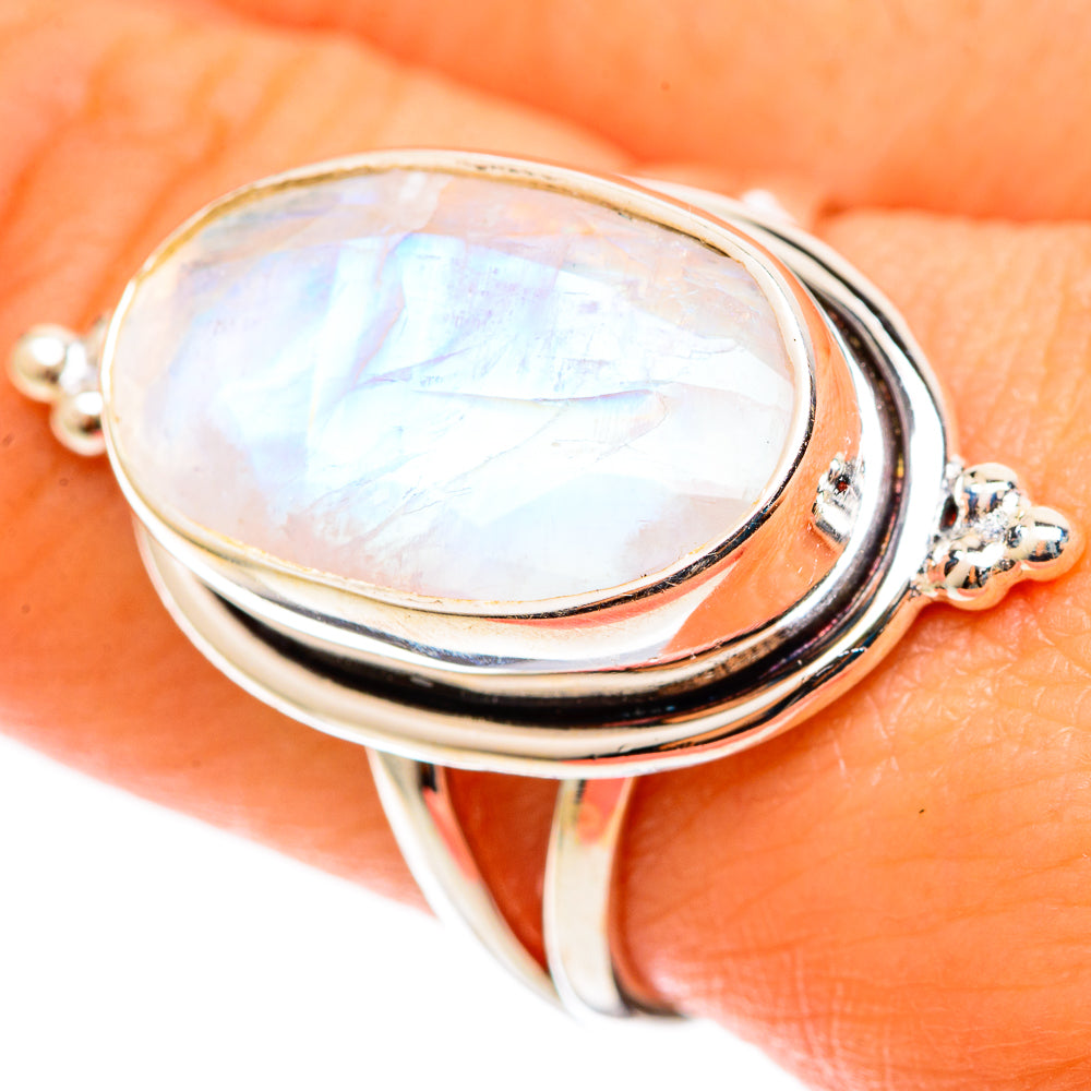 Rainbow Moonstone Rings handcrafted by Ana Silver Co - RING109011
