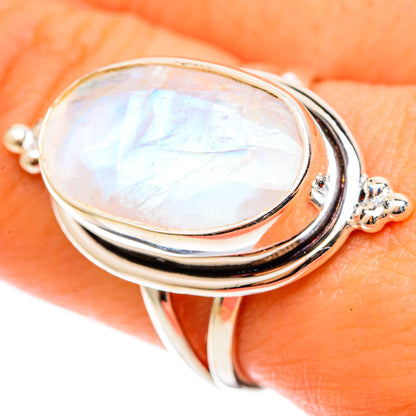 Rainbow Moonstone Rings handcrafted by Ana Silver Co - RING109011