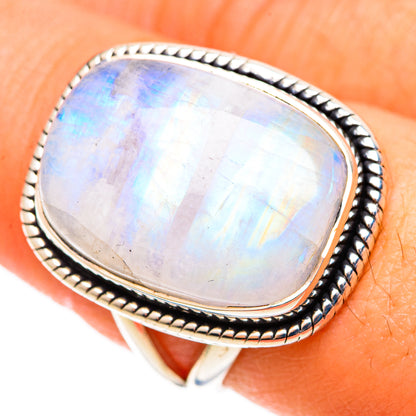 Rainbow Moonstone Rings handcrafted by Ana Silver Co - RING109012