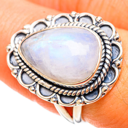 Rainbow Moonstone Rings handcrafted by Ana Silver Co - RING109013