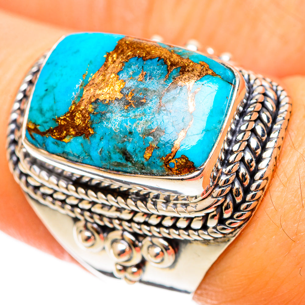 Blue Copper Composite Turquoise Rings handcrafted by Ana Silver Co - RING109020