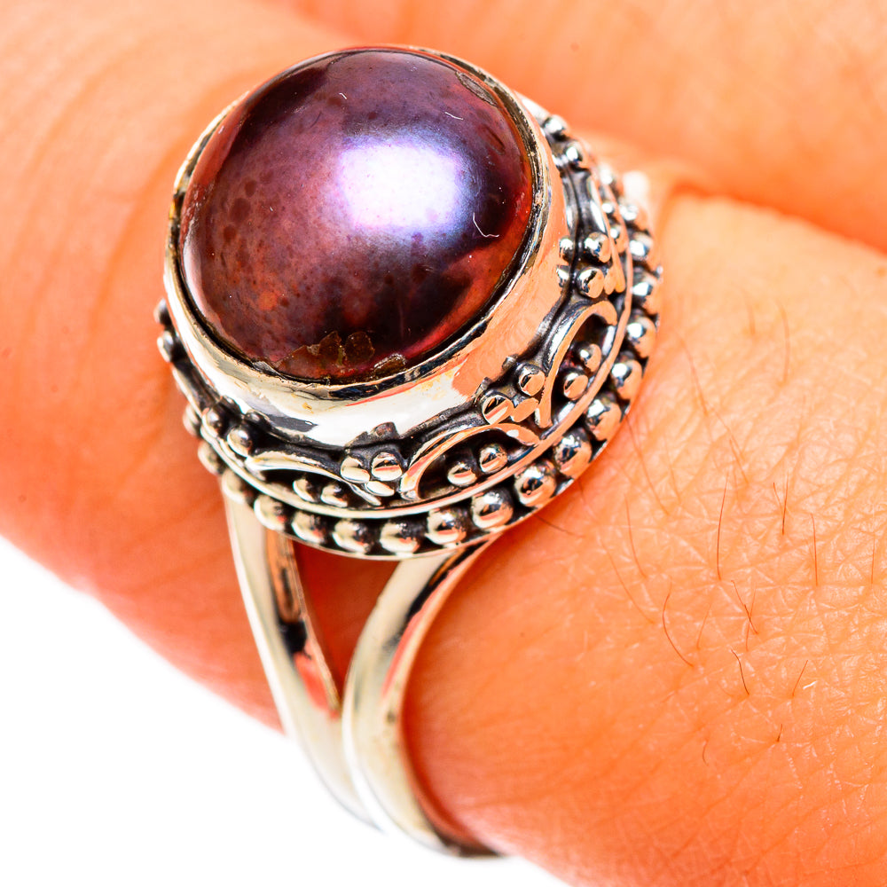 Titanium Pearl Rings handcrafted by Ana Silver Co - RING109034