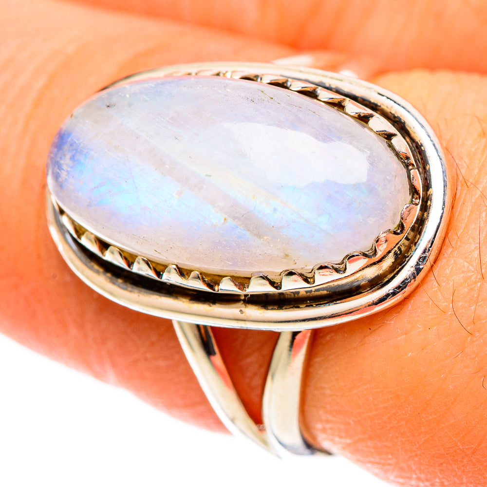 Rainbow Moonstone Rings handcrafted by Ana Silver Co - RING109039