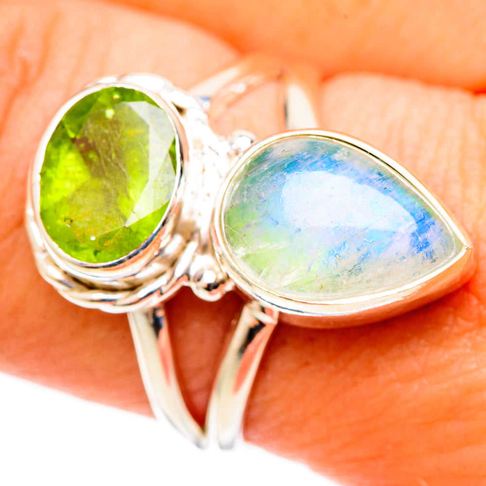 Rainbow Moonstone Rings handcrafted by Ana Silver Co - RING109055