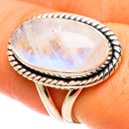 Rainbow Moonstone Rings handcrafted by Ana Silver Co - RING109067