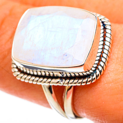 Rainbow Moonstone Rings handcrafted by Ana Silver Co - RING109068