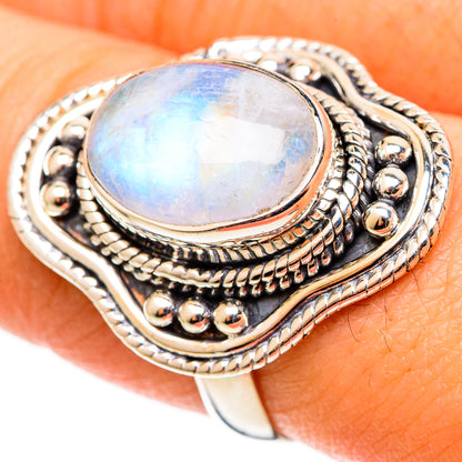 Rainbow Moonstone Rings handcrafted by Ana Silver Co - RING109069