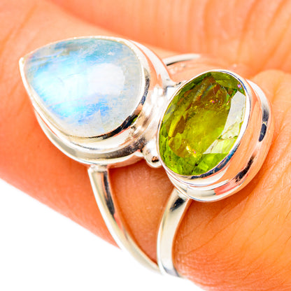 Rainbow Moonstone Rings handcrafted by Ana Silver Co - RING109081