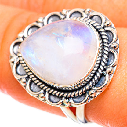 Rainbow Moonstone Rings handcrafted by Ana Silver Co - RING109095