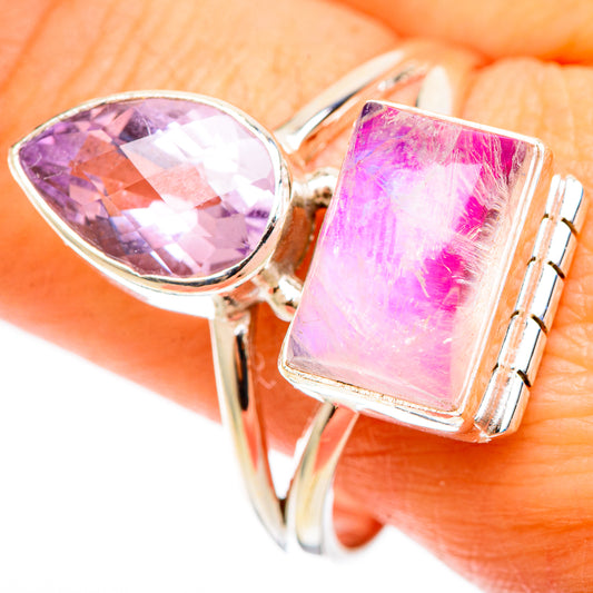 Pink Moonstone Rings handcrafted by Ana Silver Co - RING109099