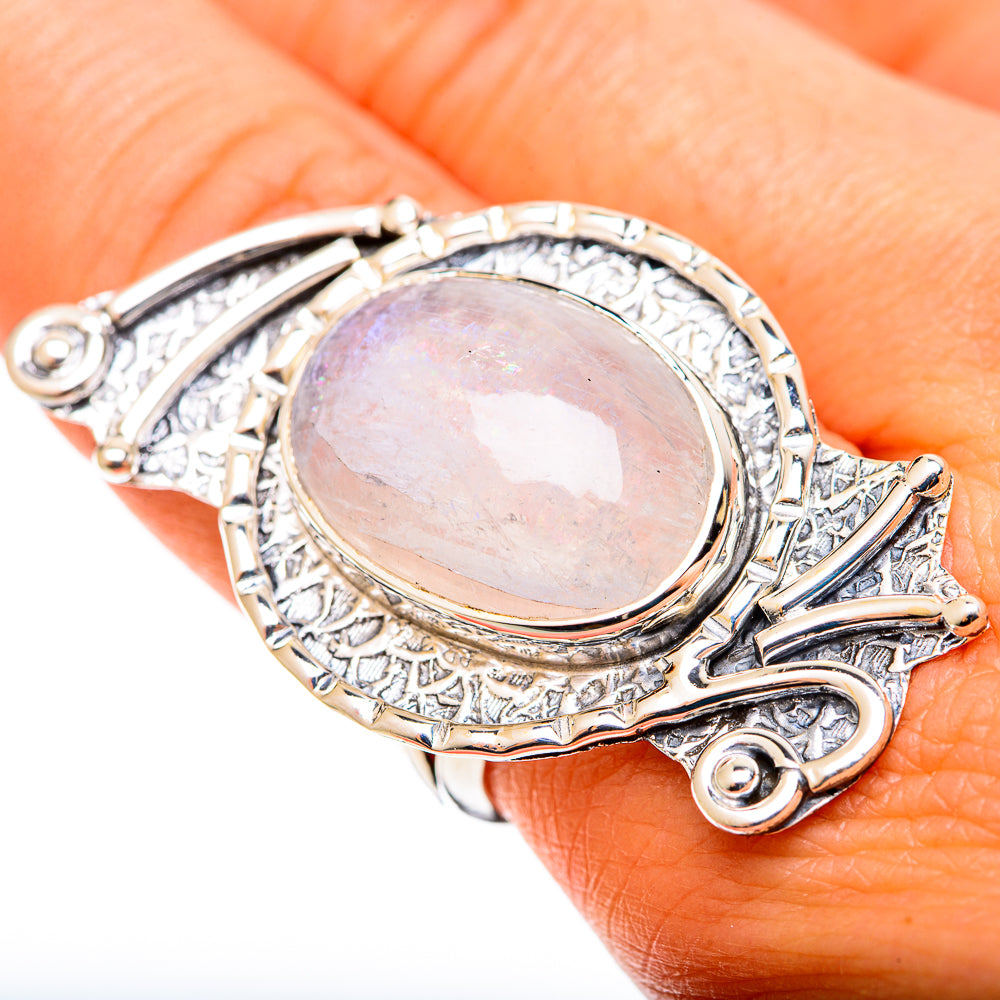 Rainbow Moonstone Rings handcrafted by Ana Silver Co - RING109123