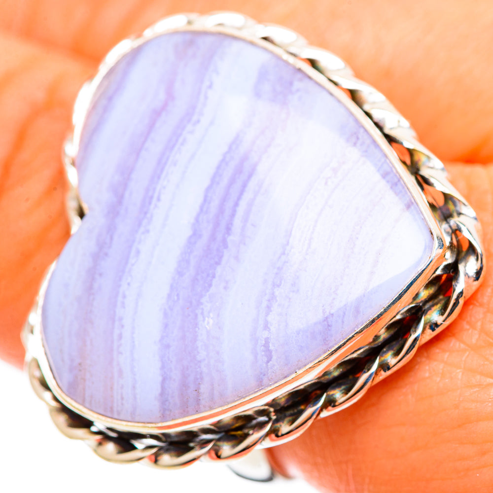 Blue Lace Agate Rings handcrafted by Ana Silver Co - RING109124