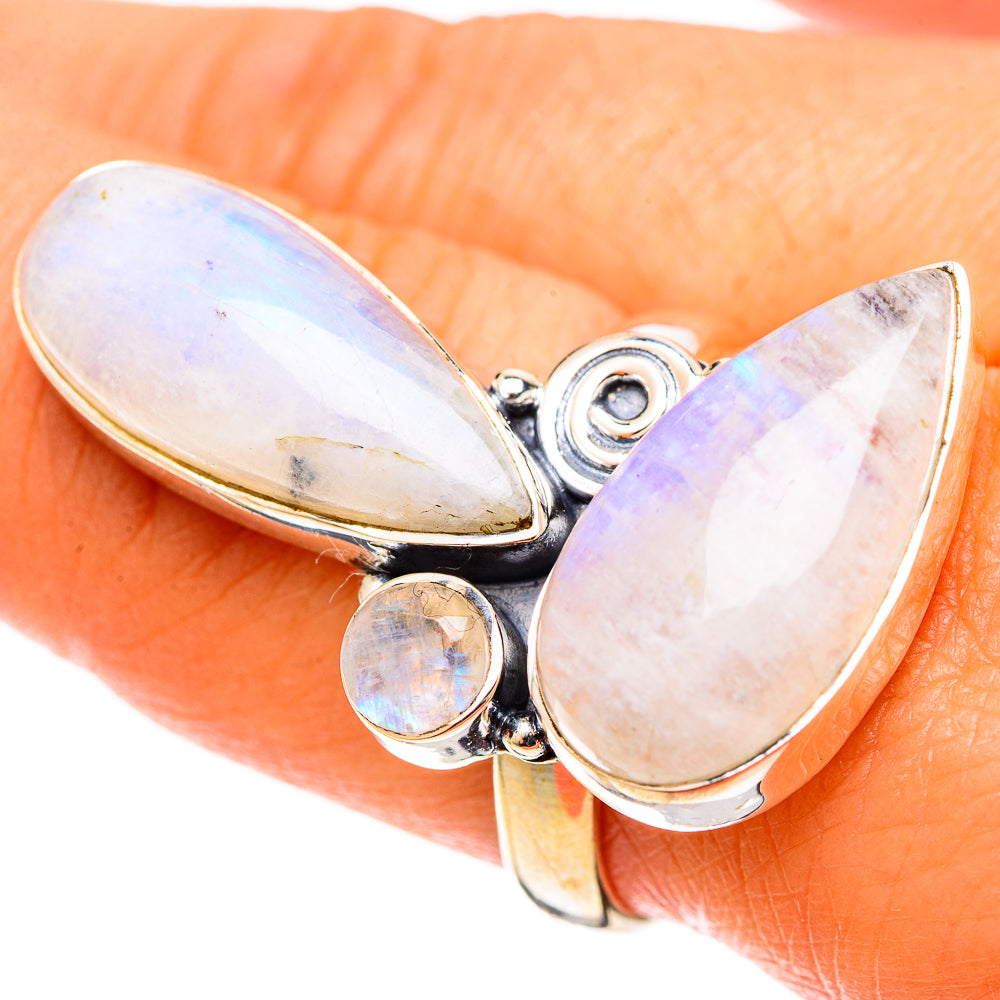 Rainbow Moonstone Rings handcrafted by Ana Silver Co - RING109125