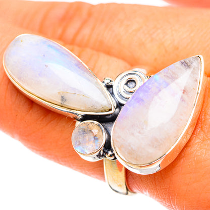 Rainbow Moonstone Rings handcrafted by Ana Silver Co - RING109125