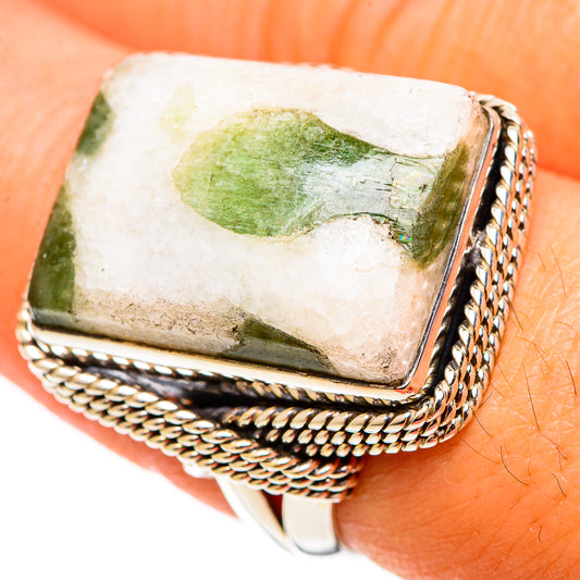 Green Tourmaline In Quartz Rings handcrafted by Ana Silver Co - RING109145