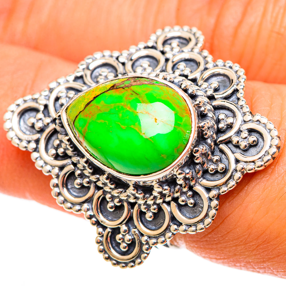 Green Copper Composite Turquoise Rings handcrafted by Ana Silver Co - RING109146