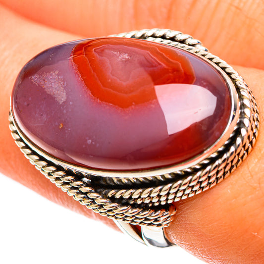 Red Botswana Agate Rings handcrafted by Ana Silver Co - RING109153