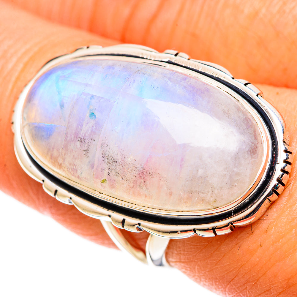 Rainbow Moonstone Rings handcrafted by Ana Silver Co - RING109167