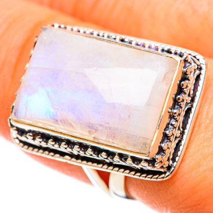Rainbow Moonstone Rings handcrafted by Ana Silver Co - RING109168