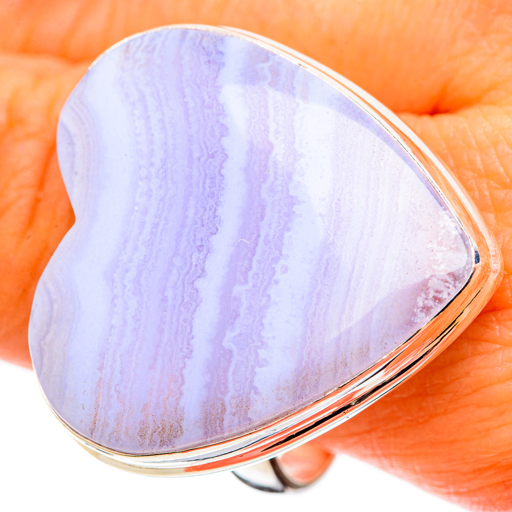 Blue Lace Agate Rings handcrafted by Ana Silver Co - RING109170