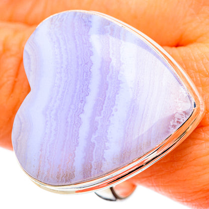 Blue Lace Agate Rings handcrafted by Ana Silver Co - RING109170