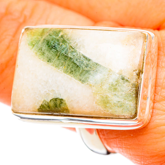 Green Tourmaline In Quartz Rings handcrafted by Ana Silver Co - RING109192