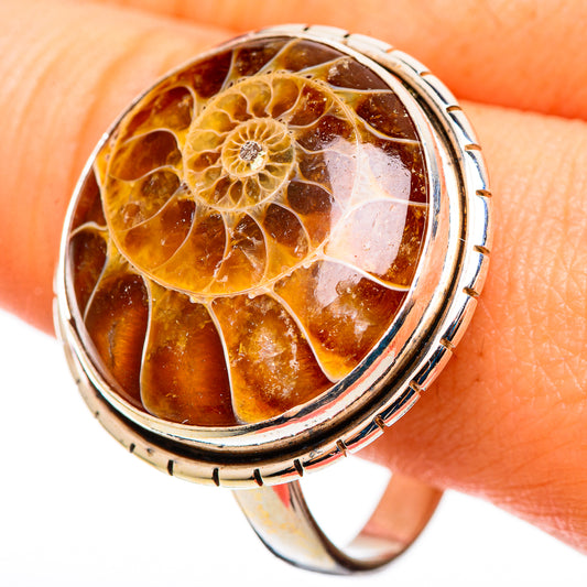 Ammonite Fossil Rings handcrafted by Ana Silver Co - RING109194