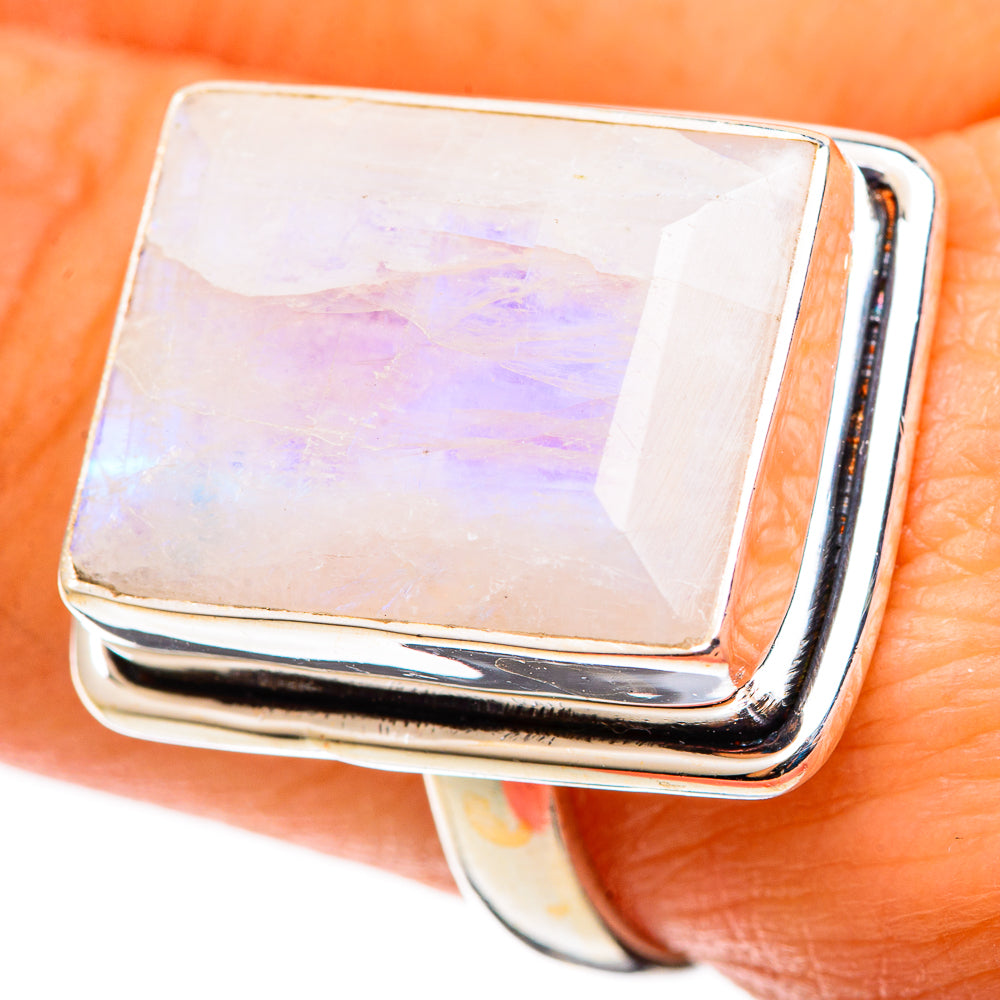 Rainbow Moonstone Rings handcrafted by Ana Silver Co - RING109210