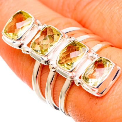 Sterling silver citrine stack ring with faceted prong-set stones