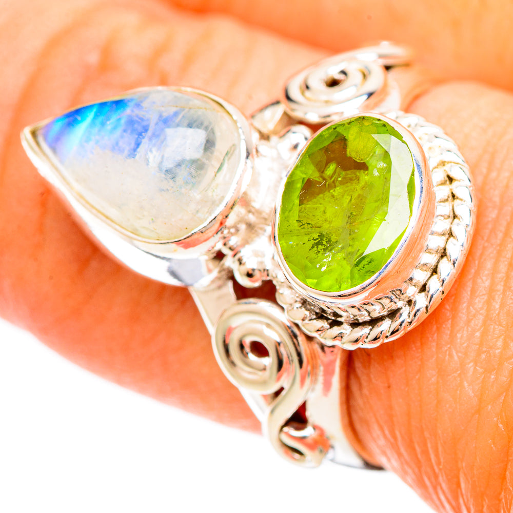 Rainbow Moonstone Rings handcrafted by Ana Silver Co - RING109233