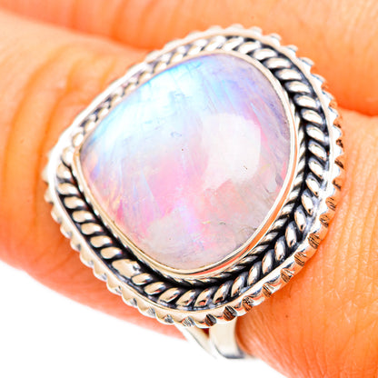 Rainbow Moonstone Rings handcrafted by Ana Silver Co - RING109245
