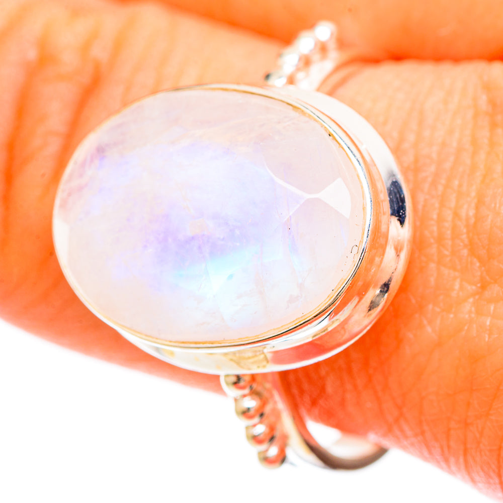 Rainbow Moonstone Rings handcrafted by Ana Silver Co - RING109246