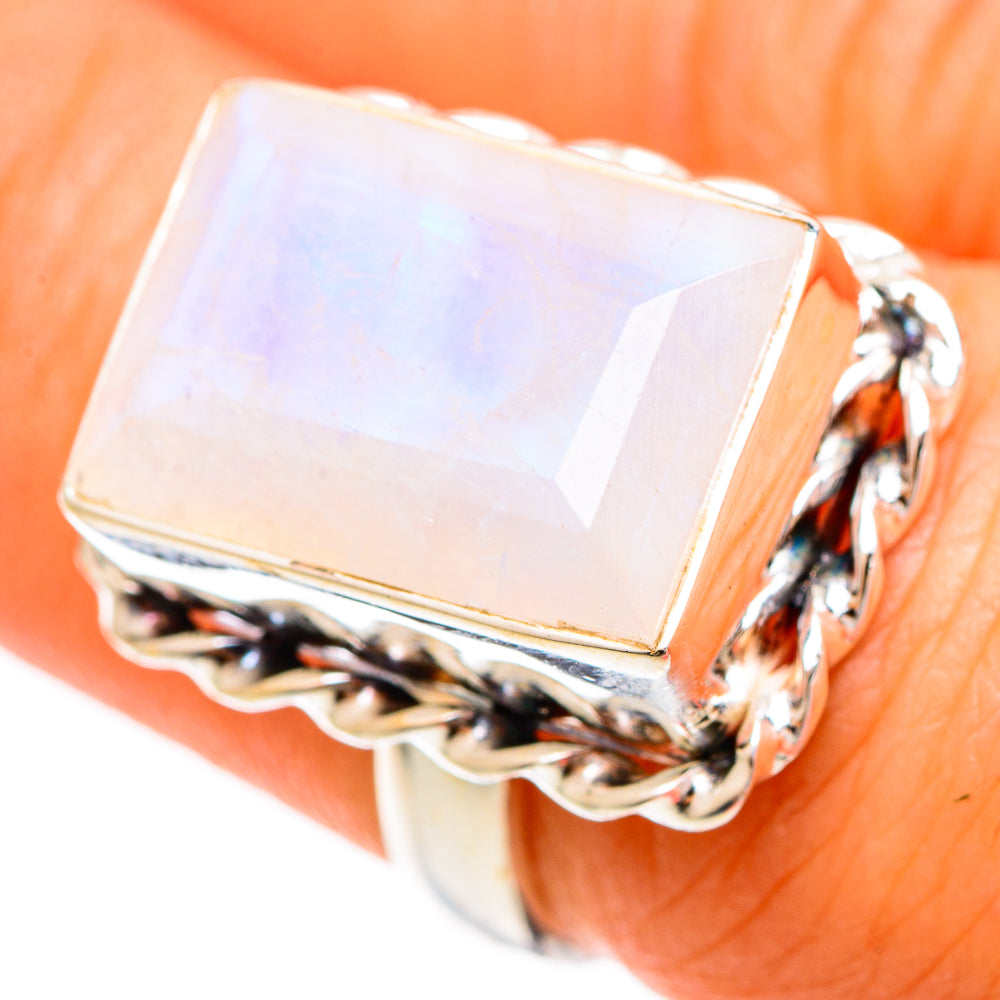 Rainbow Moonstone Rings handcrafted by Ana Silver Co - RING109247
